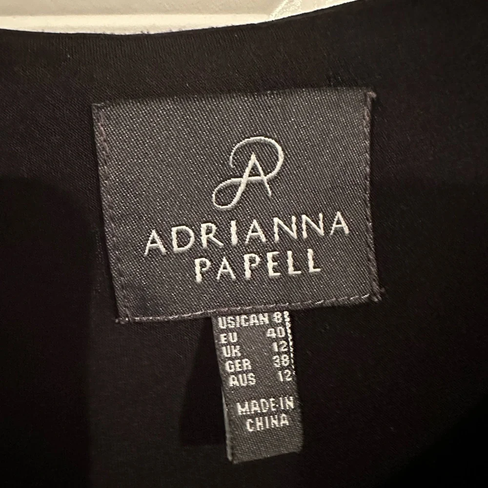 EUC | Adrianna Papell Chiffon drape overlay banded cocktail dress in Black - Picture 6 of 6